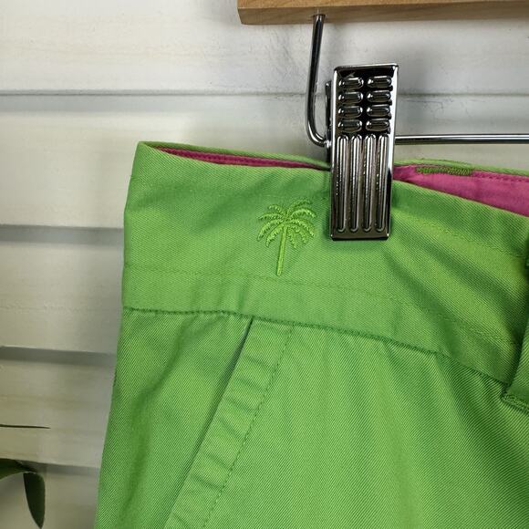Vintage Lilly Pulitzer White Label Capri Crop Pants Bright Green Palm Size 6 - Picture 4 of 10